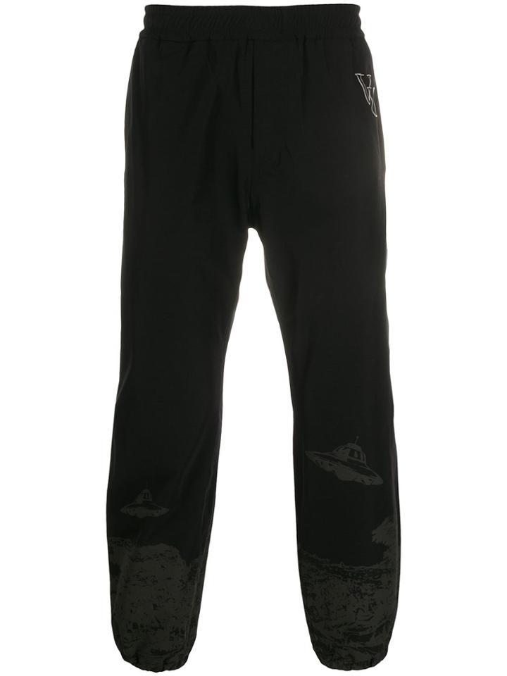 Undercover Elasticated Ufo Print Trackpants - Black