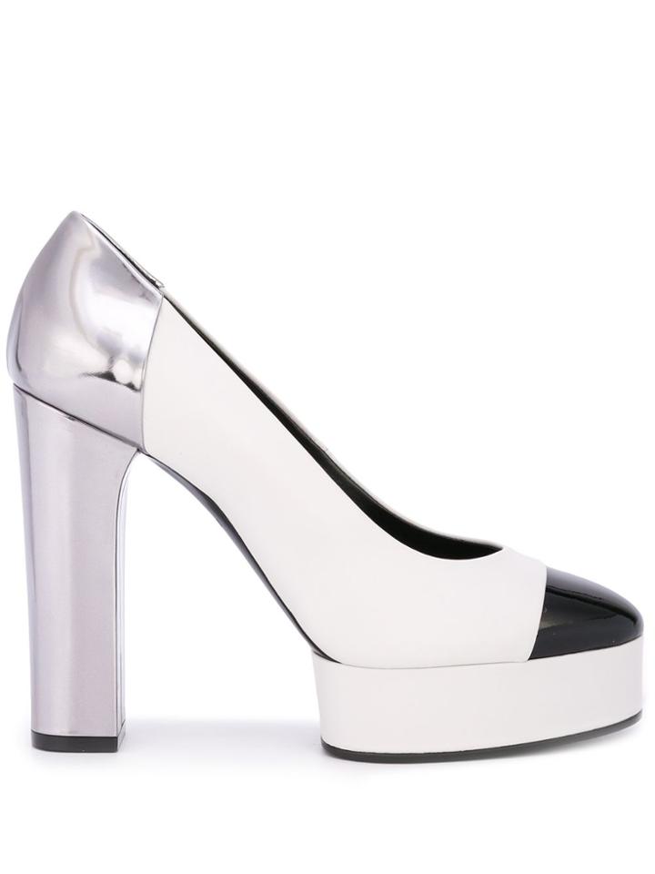 Casadei Colour Block Metallic Pump - White