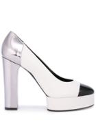 Casadei Colour Block Metallic Pump - White