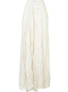 Rosie Assoulin Crinkle-effect Maxi Skirt, Women's, Size: 0, White, Silk/cotton/metallic Fibre