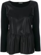 Twin-set - Pleated Trim Top - Women - Polyamide/polyester/viscose - 40, Black, Polyamide/polyester/viscose