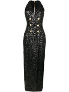 Balmain Double-breasted Long Dress - Black