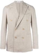 Boglioli Double Breasted Blazer, Men's, Size: 46, Nude/neutrals, Linen/flax/virgin Wool/acetate/cupro