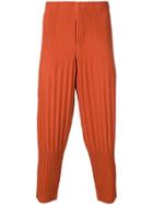 Homme Plissé Issey Miyake Ribbed Cropped Trousers - Yellow & Orange