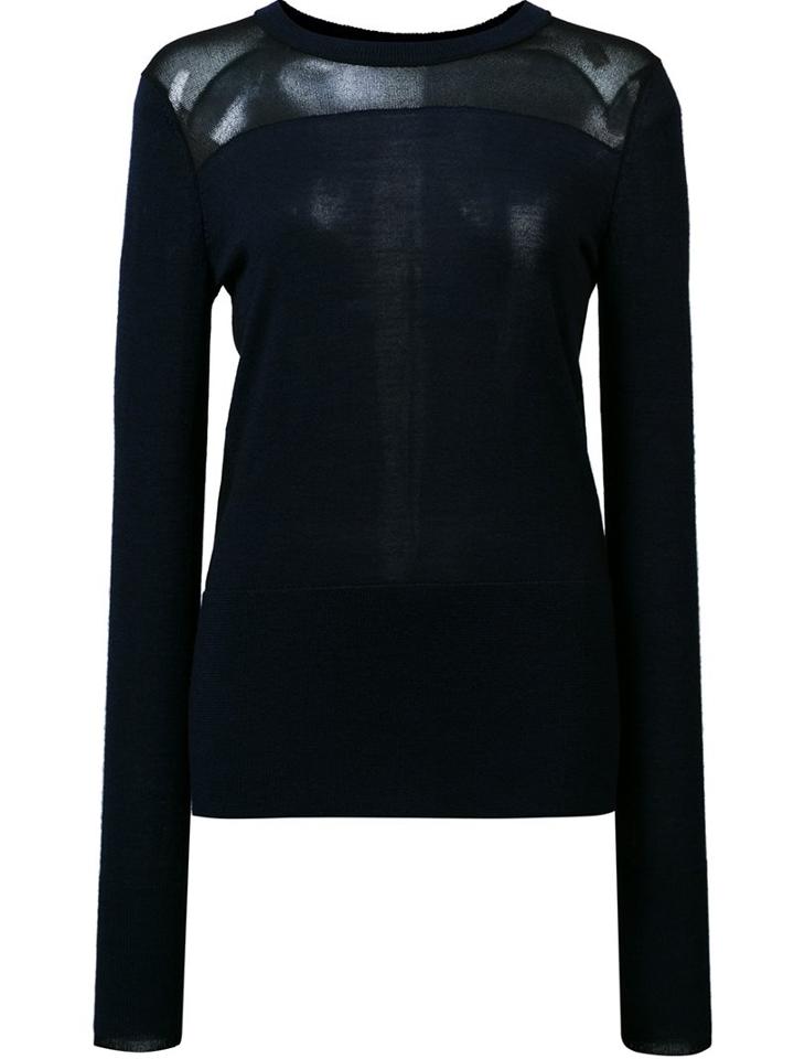 Rag & Bone Sheer Panel Jumper, Women's, Size: Small, Blue, Wool