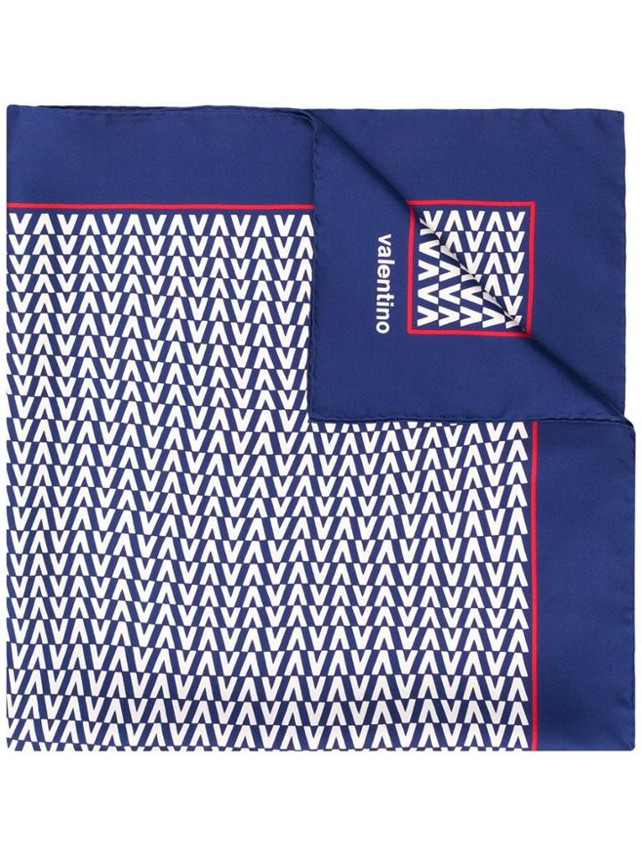 Valentino Logo Print Neck Scarf - Blue