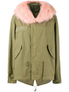 Mr & Mrs Italy Pink Racoon Fur Hood Unlined Parka Jacket - Green