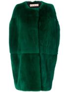 Marni Rabbit Fur Cocoon Gilet - Green