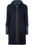 Herno Layered Coat, Women's, Size: 42, Blue, Cotton/polyamide/wool