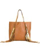 Sara Battaglia Fringed Tote, Women's, Brown, Calf Leather