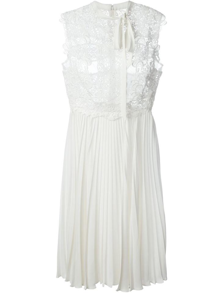 Valentino Lace Pleated Dress, Women's, Size: 40, Nude/neutrals, Cotton/nylon/polyester