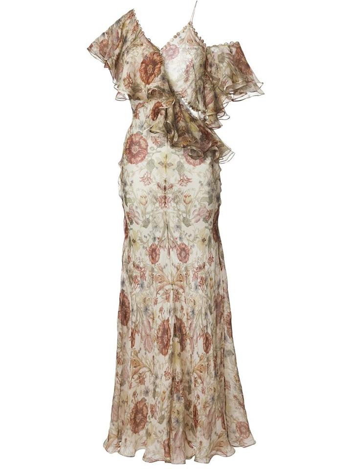 Alexander Mcqueen Long Flower Print Dress, Women's, Size: 38, Silk