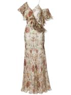 Alexander Mcqueen Long Flower Print Dress, Women's, Size: 38, Silk