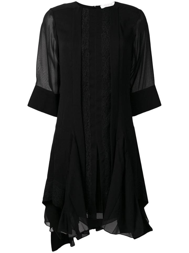 Chloé Asymmetric Pleated Dress - Black