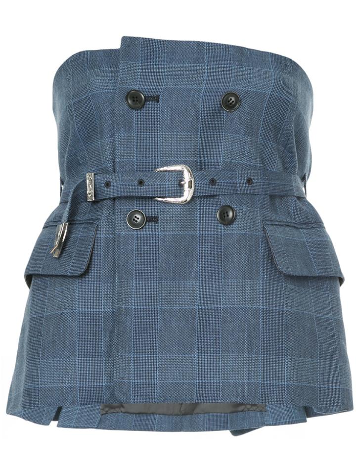 Toga Pulla Checked Corset Top - Blue