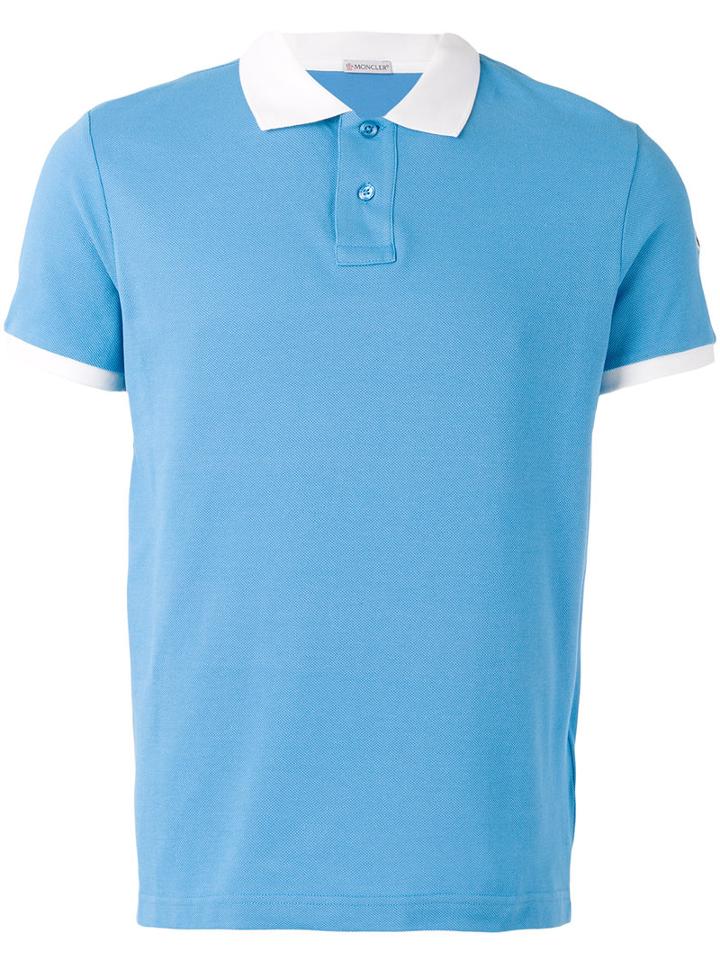 Moncler Contrast Trim Polo Shirt, Men's, Size: Xxl, Blue, Cotton