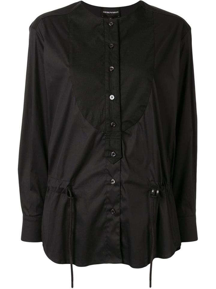 Emporio Armani Drawstring Poplin Blouse - Black