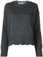 Helmut Lang Distressed Knitted Jumper - Grey