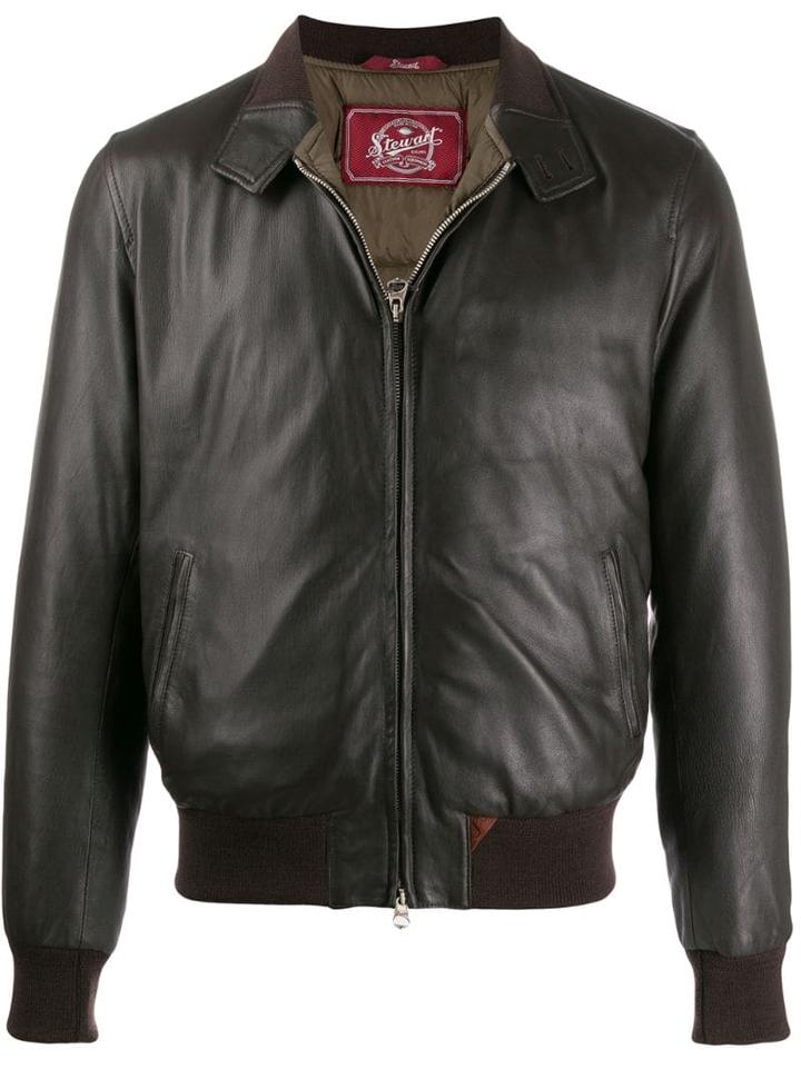 Stewart Leather Bomber Jacket - Red