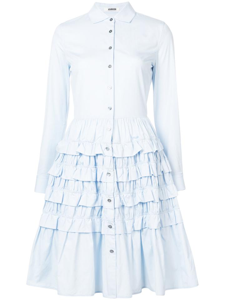 Jourden Ruffled Shirt Dress - Blue