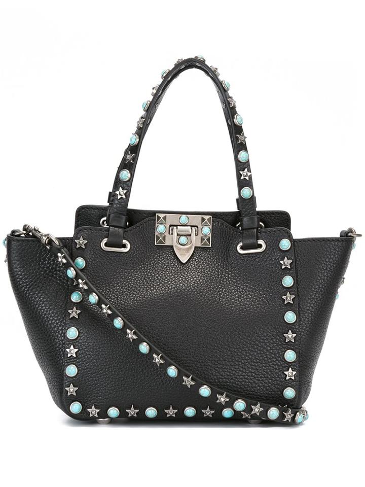 Valentino Tiny 'rockstud Rolling' Trapeze Tote, Women's, Black