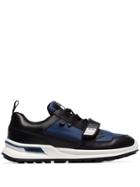 Prada Blue And Black Work Leather Low Top Sneakers