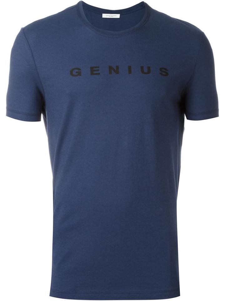 Paolo Pecora Genius Print T-shirt, Men's, Size: Xl, Blue, Cotton