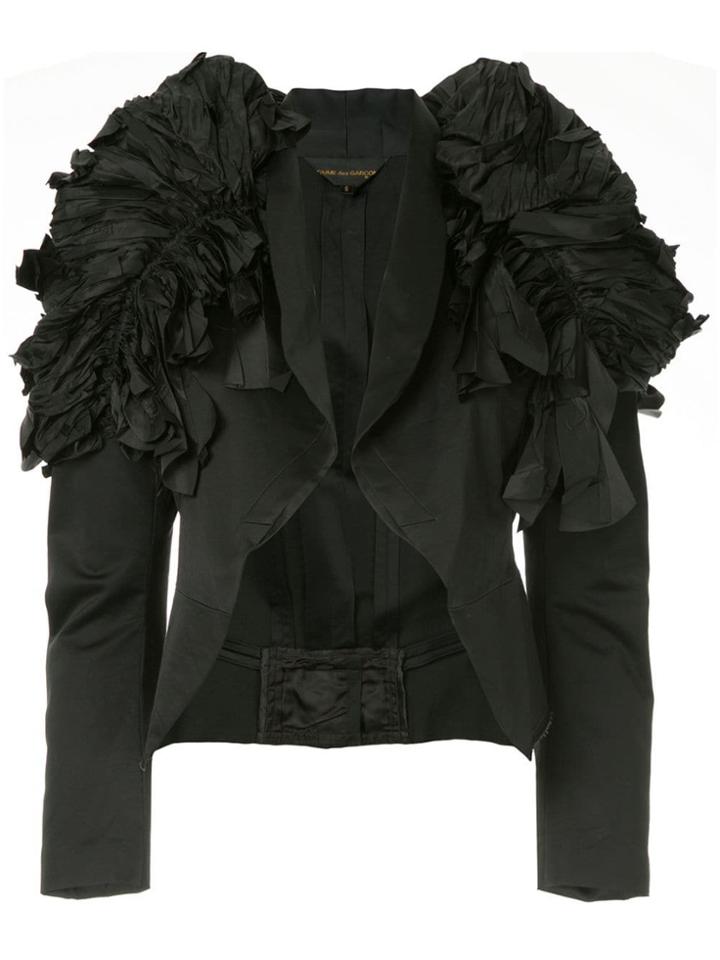 Comme Des Garçons Pre-owned Ruffled Shoulder Cropped Jacket - Black