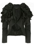 Comme Des Garçons Pre-owned Ruffled Shoulder Cropped Jacket - Black