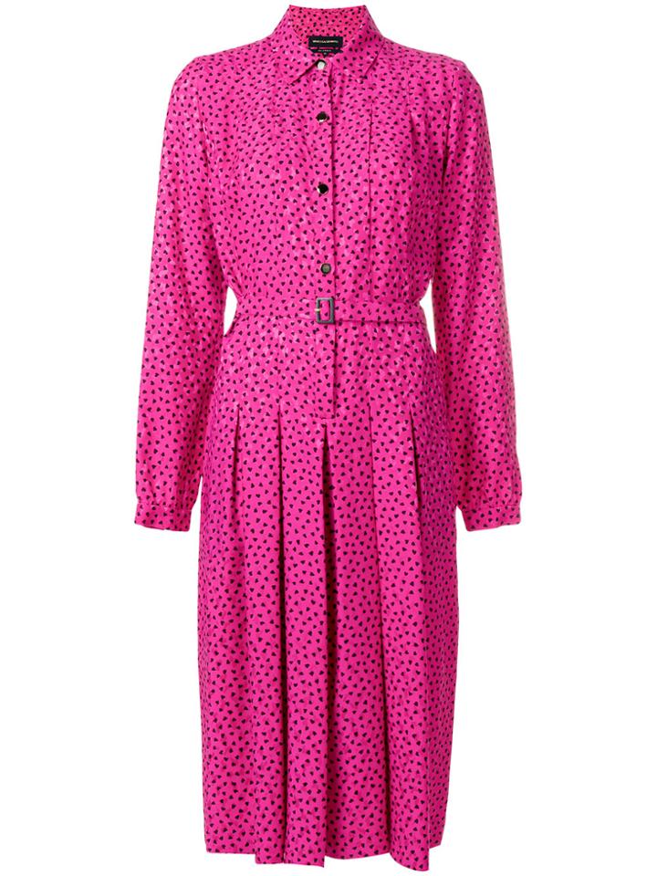 Vanessa Seward Print Pleated Midi Shirt Dress - Pink & Purple
