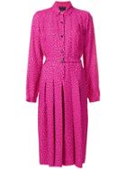 Vanessa Seward Print Pleated Midi Shirt Dress - Pink & Purple