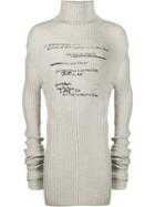 Ann Demeulemeester Writing Print Turtleneck Jumper - Grey
