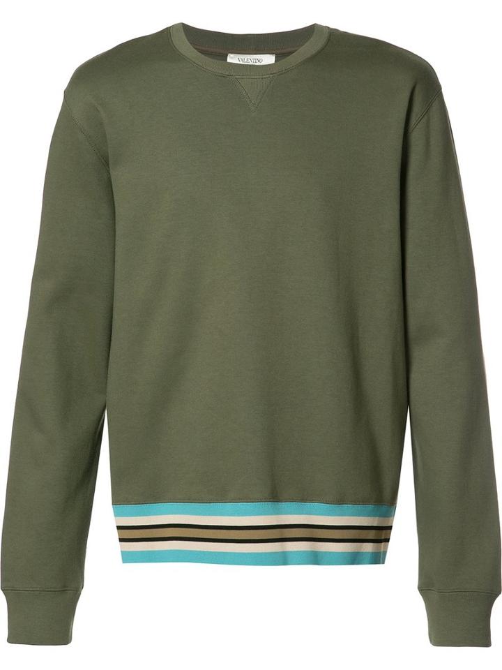 Striped Hem Sweatshirt - Men - Cotton/polyamide - M, Green, Cotton/polyamide, Valentino
