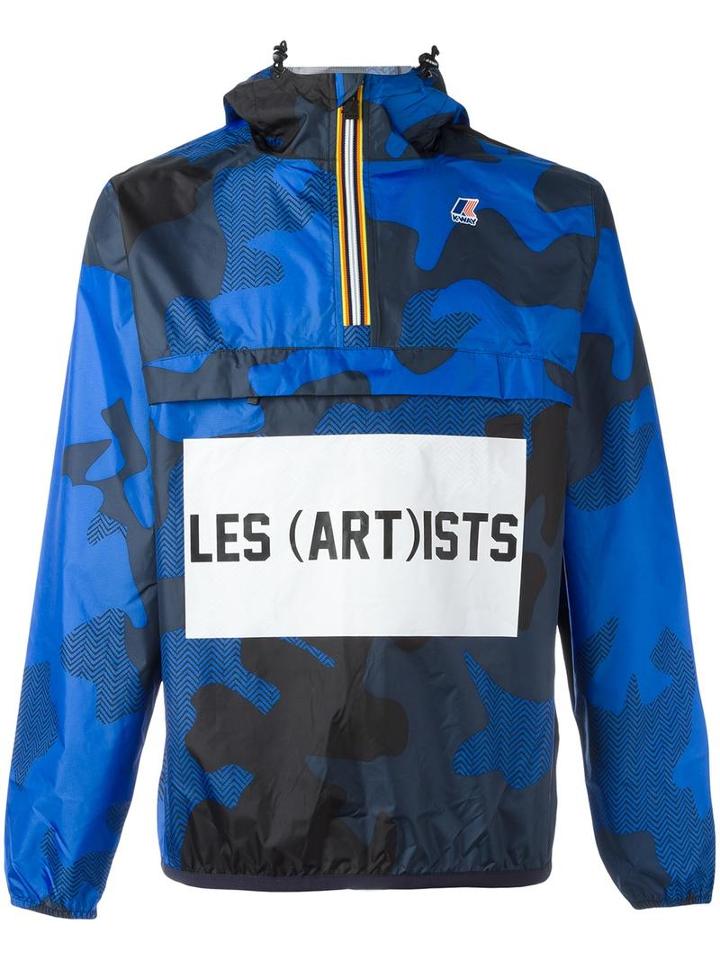 K-way K-way X Les (art)ists Logo Print Windbreaker, Men's, Size: Xl, Blue, Polyester