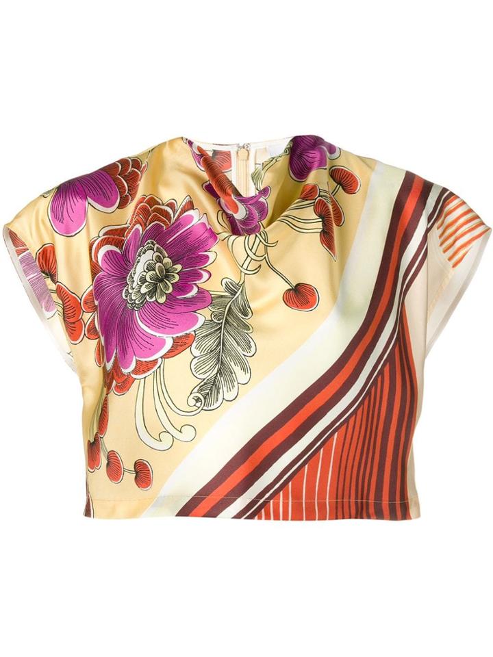 Chloé Satin Printed Crop-top - Neutrals