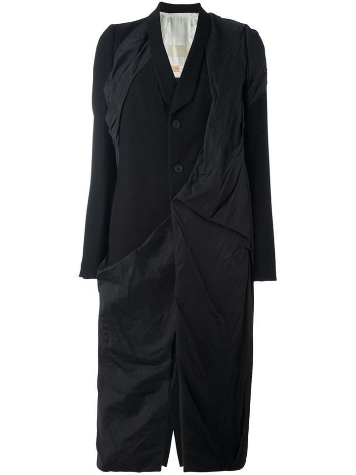Rick Owens Draped Coat, Women's, Size: 38, Black, Cotton/polyamide/cupro/virgin Wool