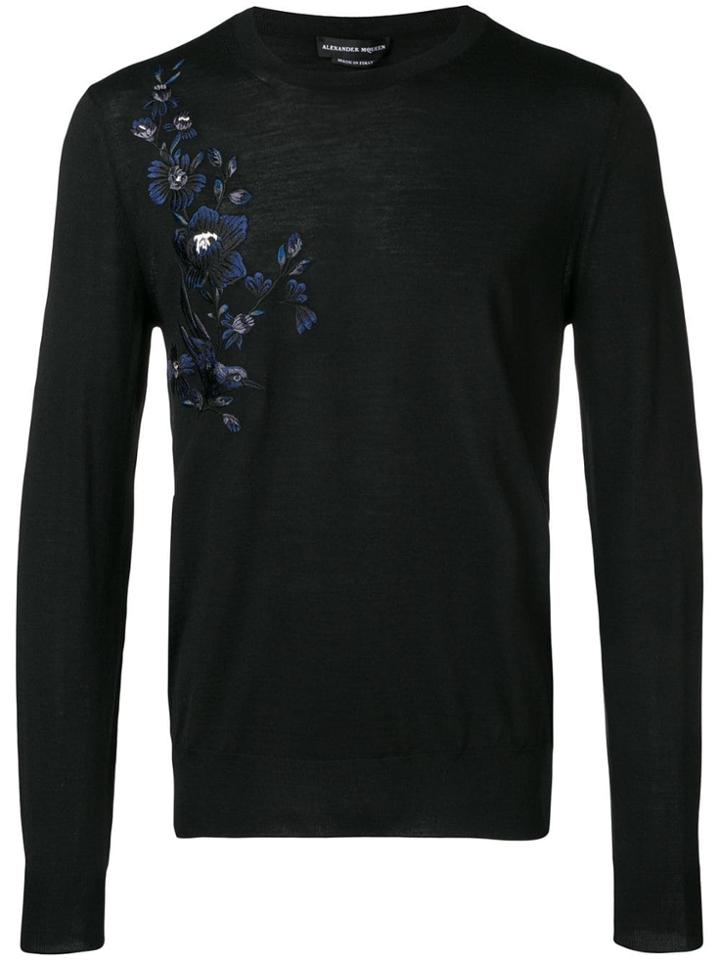 Alexander Mcqueen Floral Embroidered Jumper - Black