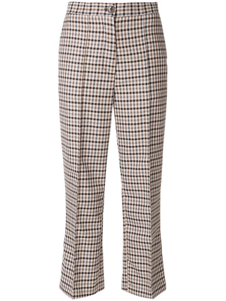 Erika Cavallini Plaid Cropped Trousers - Nude & Neutrals