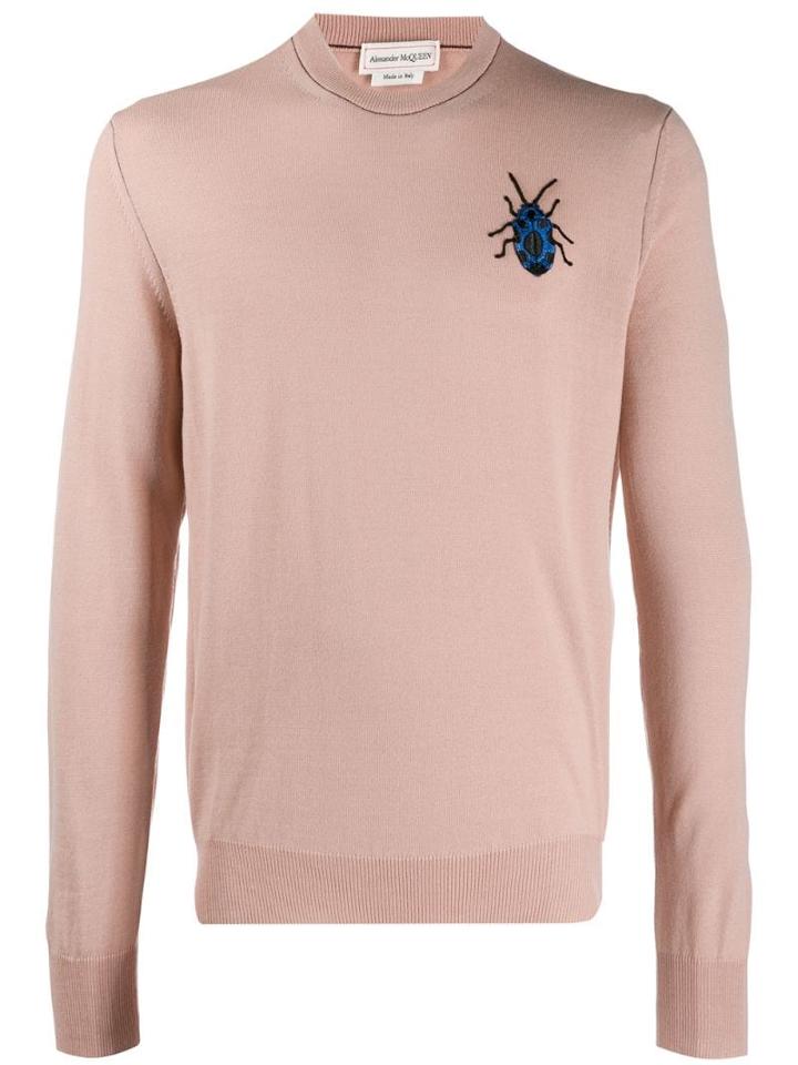 Alexander Mcqueen Embroidered Bug Knitted Jumper - Pink