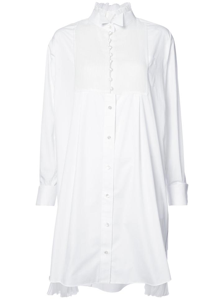 Sacai - Mandarin Ruffle Tuxedo Tunic - Women - Cotton/polyester - 3, White, Cotton/polyester