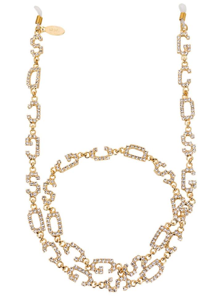 Gcds Crystal Logo Sunglasses Chain - Gold