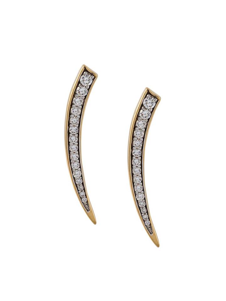 Gisele For Eshvi Diamond Fang Earrings, Women's, Metallic