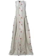 Rochas Floral Embroidery Gown - Grey