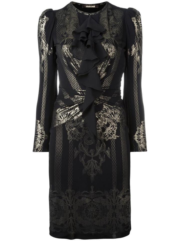 Roberto Cavalli Metallic Detailing Dress, Women's, Size: 44, Black, Silk/viscose