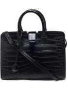 Saint Laurent Leather Cabas Monogramme Handbag, Women's, Black