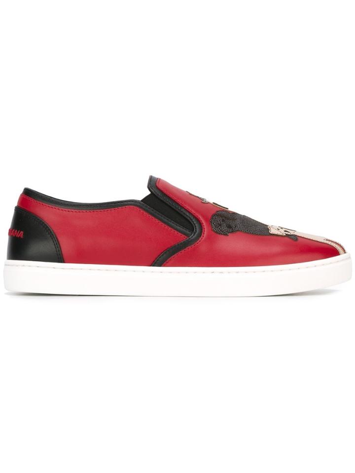 Dolce & Gabbana Designers Patch Slip-on Sneakers - Red