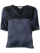 Ganni - V-neck Blouse - Women - Viscose - Xs, Blue, Viscose