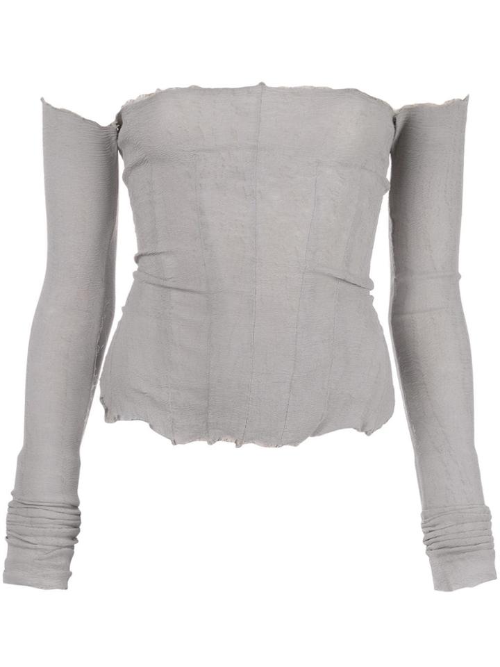 Marc Le Bihan Frayed Off-the-shoulder Top - Gris