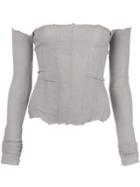 Marc Le Bihan Frayed Off-the-shoulder Top - Gris