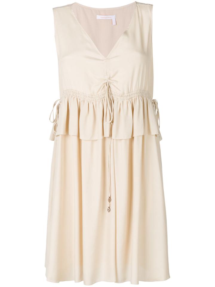 See By Chloé Drawstring-detail Peplum Dress - Nude & Neutrals